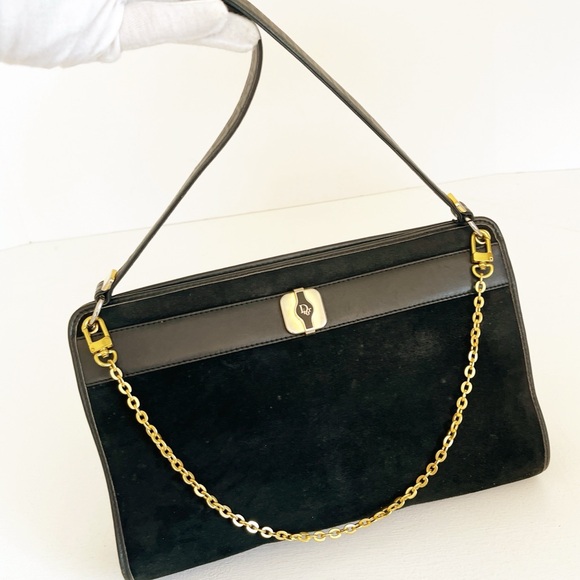 Dior Handbags - DIOR Vintage Suede and Leather Shoulder Bag COA